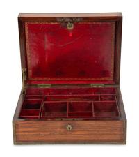 A Victorian Brass Bound Rosewood Jewelry Box