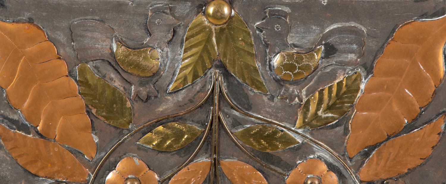 A Continental Brass and Copper Framed Mirror — 20th Century