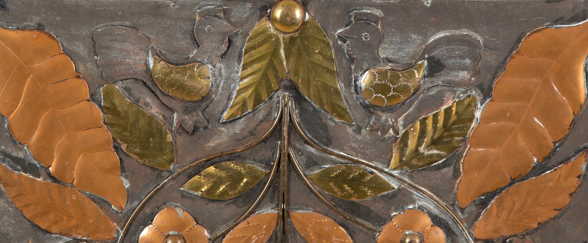 A Continental Brass and Copper Framed Mirror — 20th Century