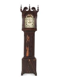 A Chippendale Grain Painted Pine Tall Case Clock
