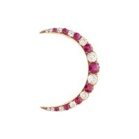 ANTIQUE, YELLOW GOLD, RUBY AND DIAMOND BROOCH