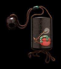 A Japanese Gold and Black Lacquer Four-Case Inro