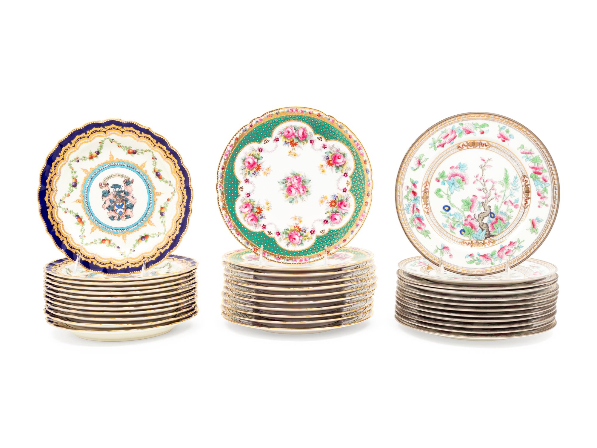 Three Sets of English Porcelain Plates