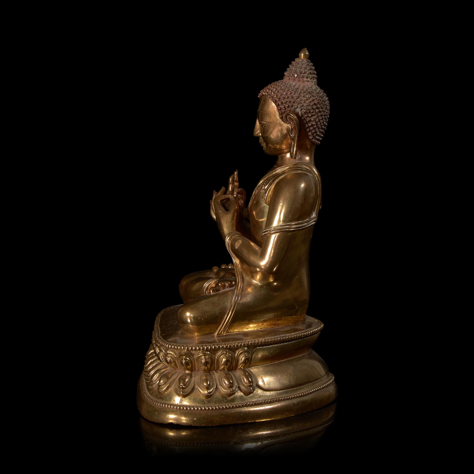 A Sino-Tibetan Bronze Figure of a Teaching Buddha, Probably Republic Period 或民國 銅佛陀坐像