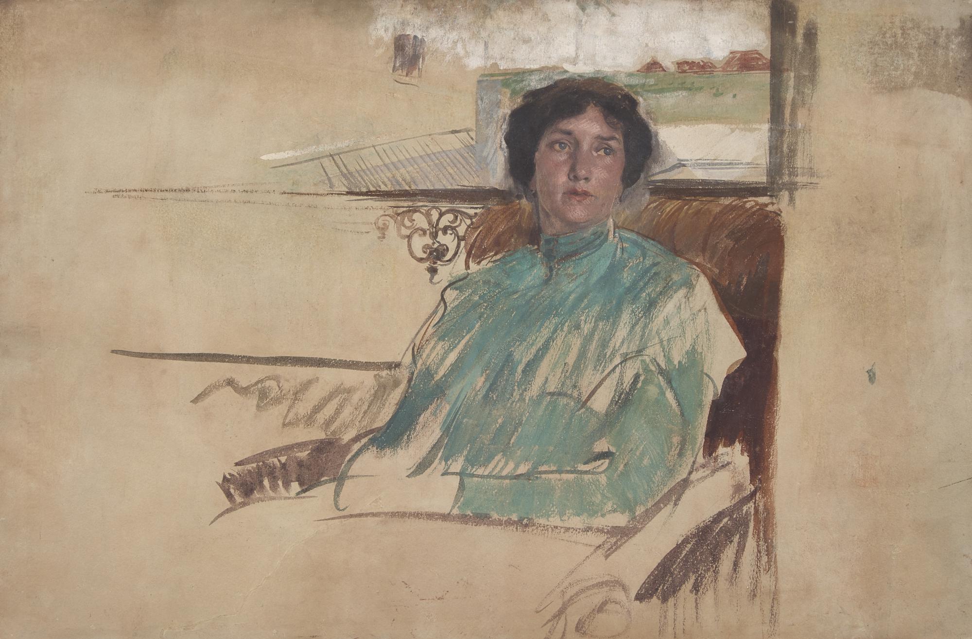 Portrait of the Artist's Wife & Study of Figures (a double-side drawing)