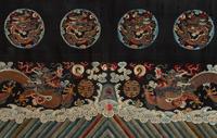 A Chinese Embroidered 'Dragon' Silk Panel, 19th Century 清晚期 團龍紋綉片