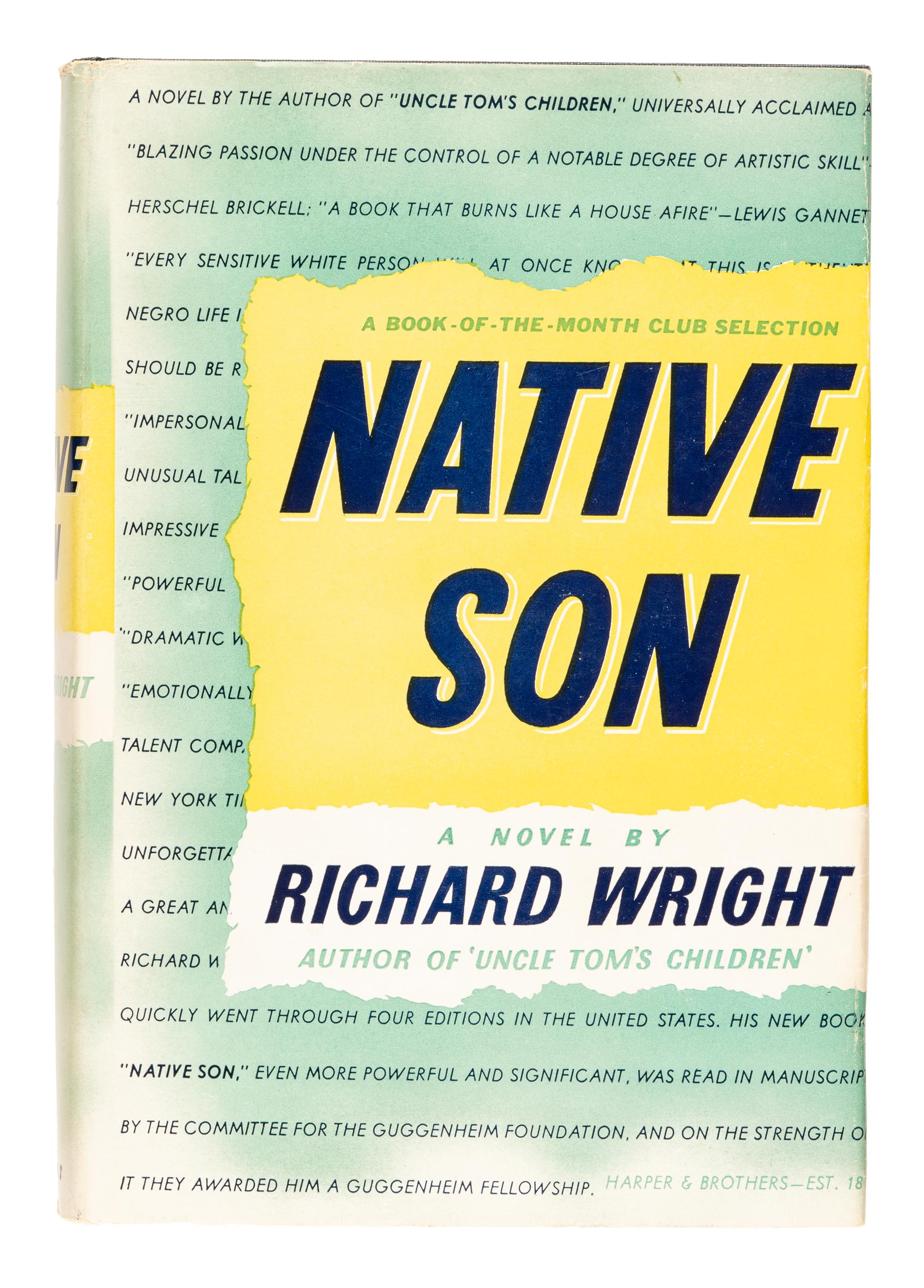 [AFRICAN AMERICANA]. WRIGHT, Richard (1908-1960). Native Son . New York and London: Harper & Brothers, 1940.