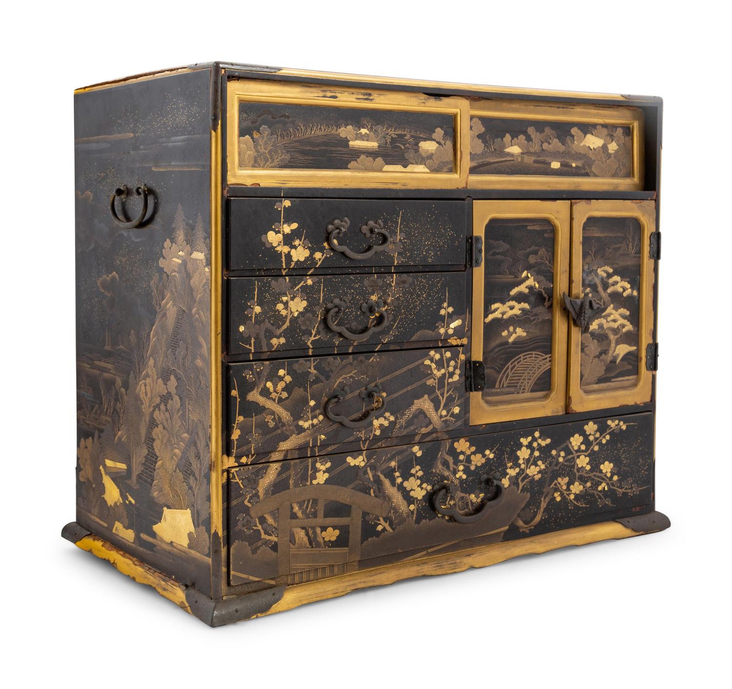 A Japanese Black and Gilt Decorated Table Cabinet, Kodanshu