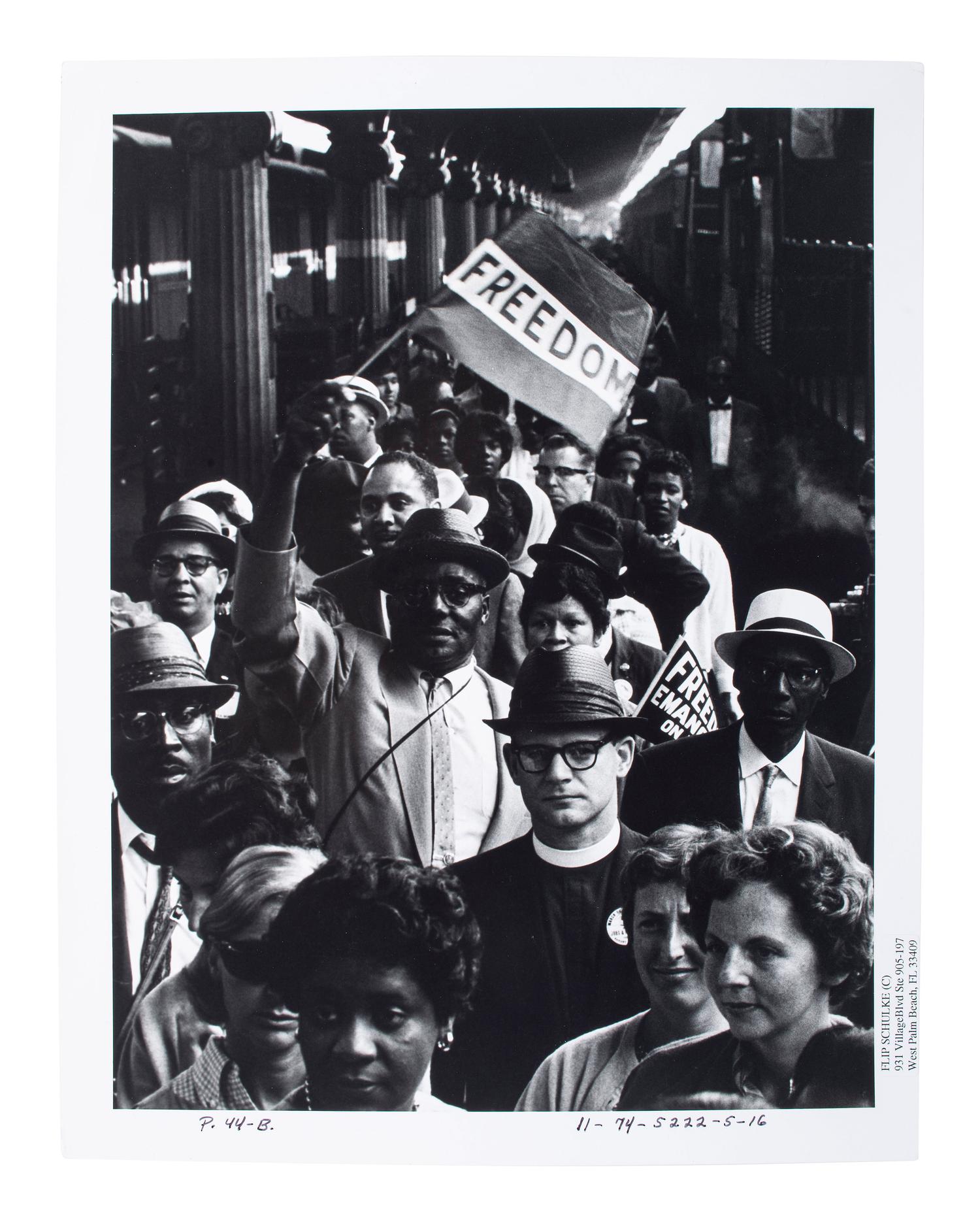 [CIVIL RIGHTS]. SCHULKE, Flip (1930-2008), photographer. Demonstrators Arrive at Washington's (DC) Union Station . Washington, DC, August 1963 (printed later).