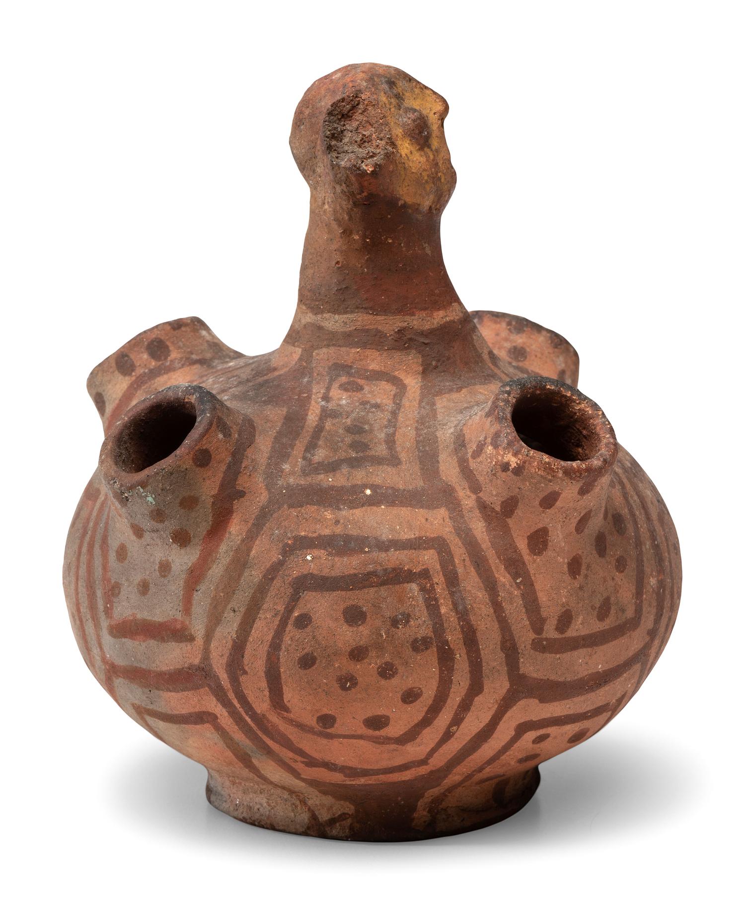 Mojave Figural Pottery Jar, with Four Spouts