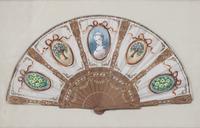 Five French Painted Paper Fans Width of first 15 1/2 inches. — 20TH CENTURY