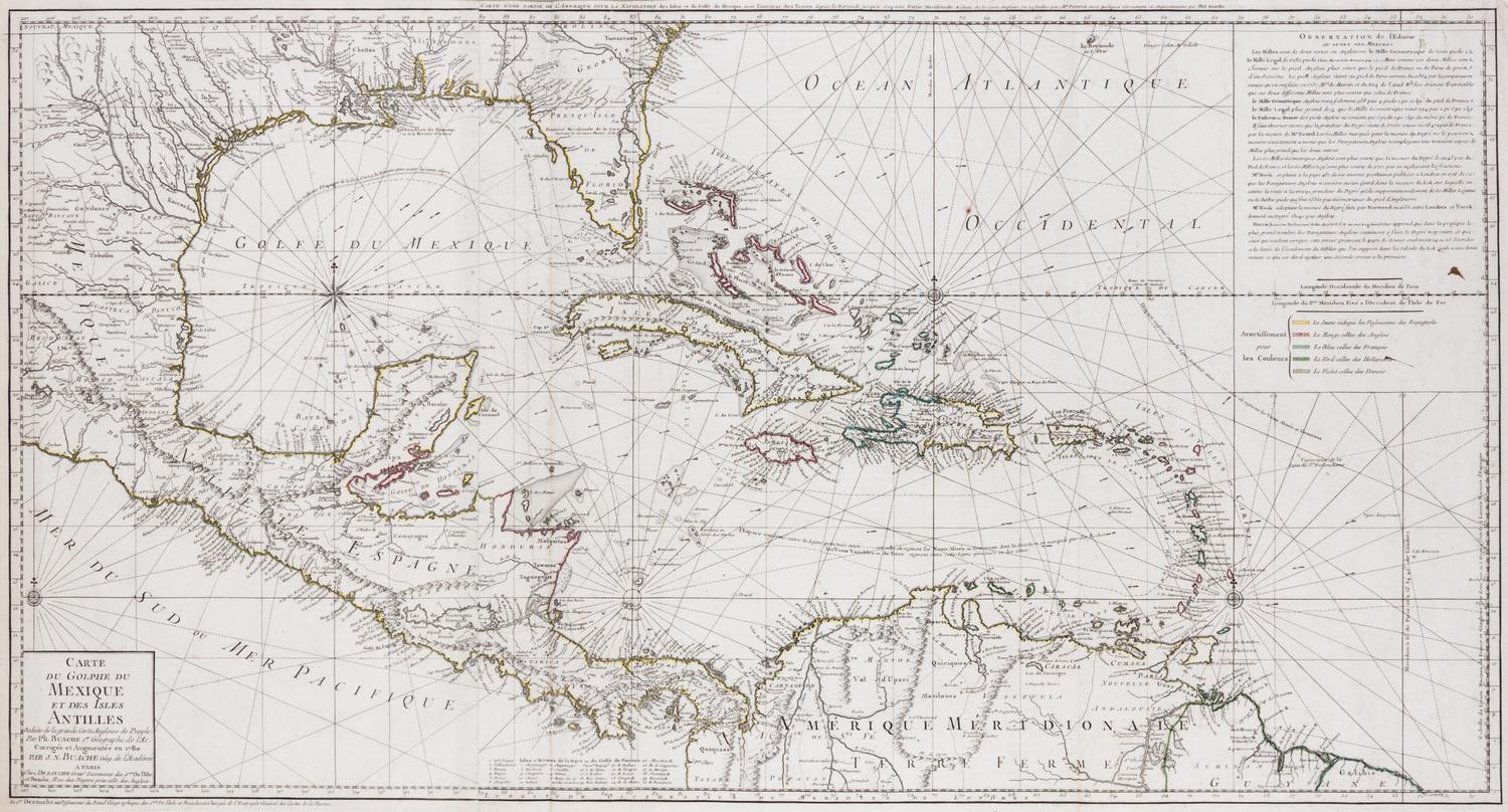 (MAP) BUACHE, PH. DEZAUCHE, J.A. Carte du Golphe du Mexique et des Isles Antilles Reduite ..... Paris, 1780.