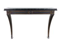 A Black-Painted and Parcel-Gilt Marble-Top Pier Table