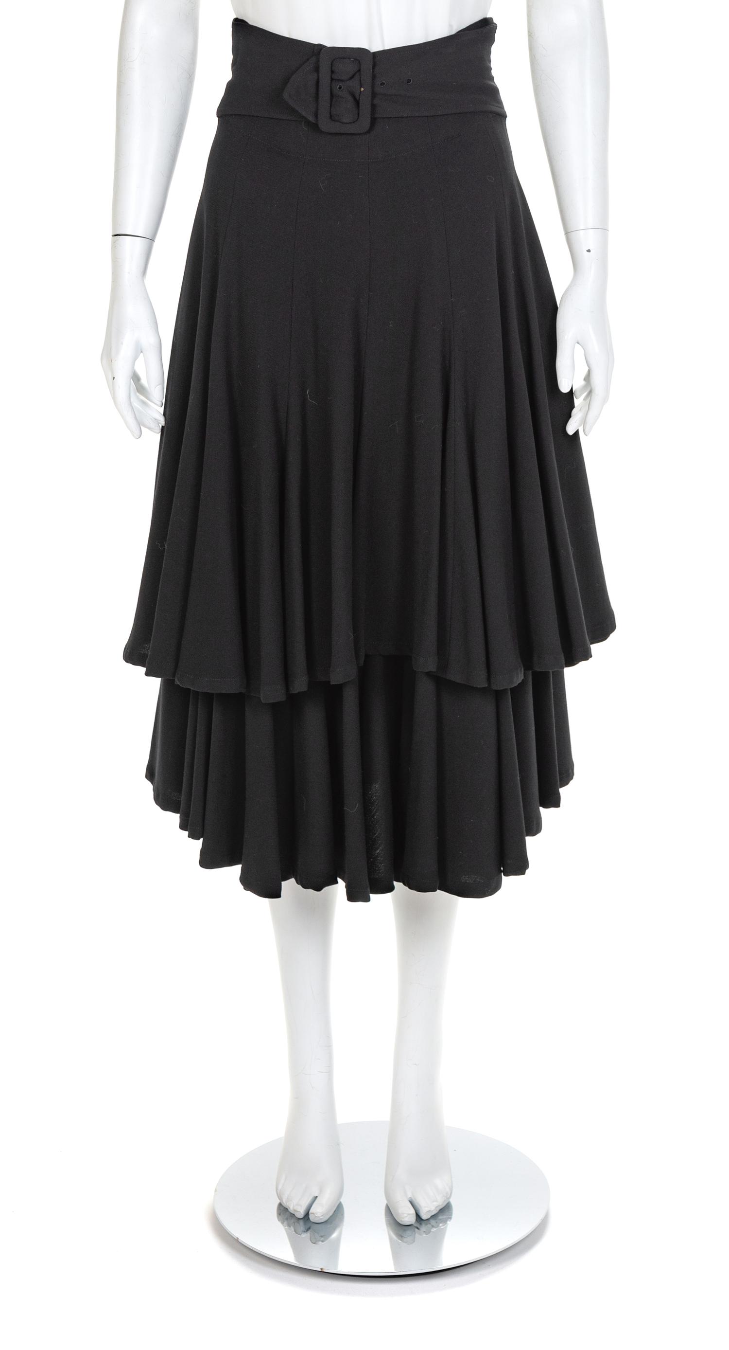 Matsuda Black Tiered Skirt, 1980s No size label