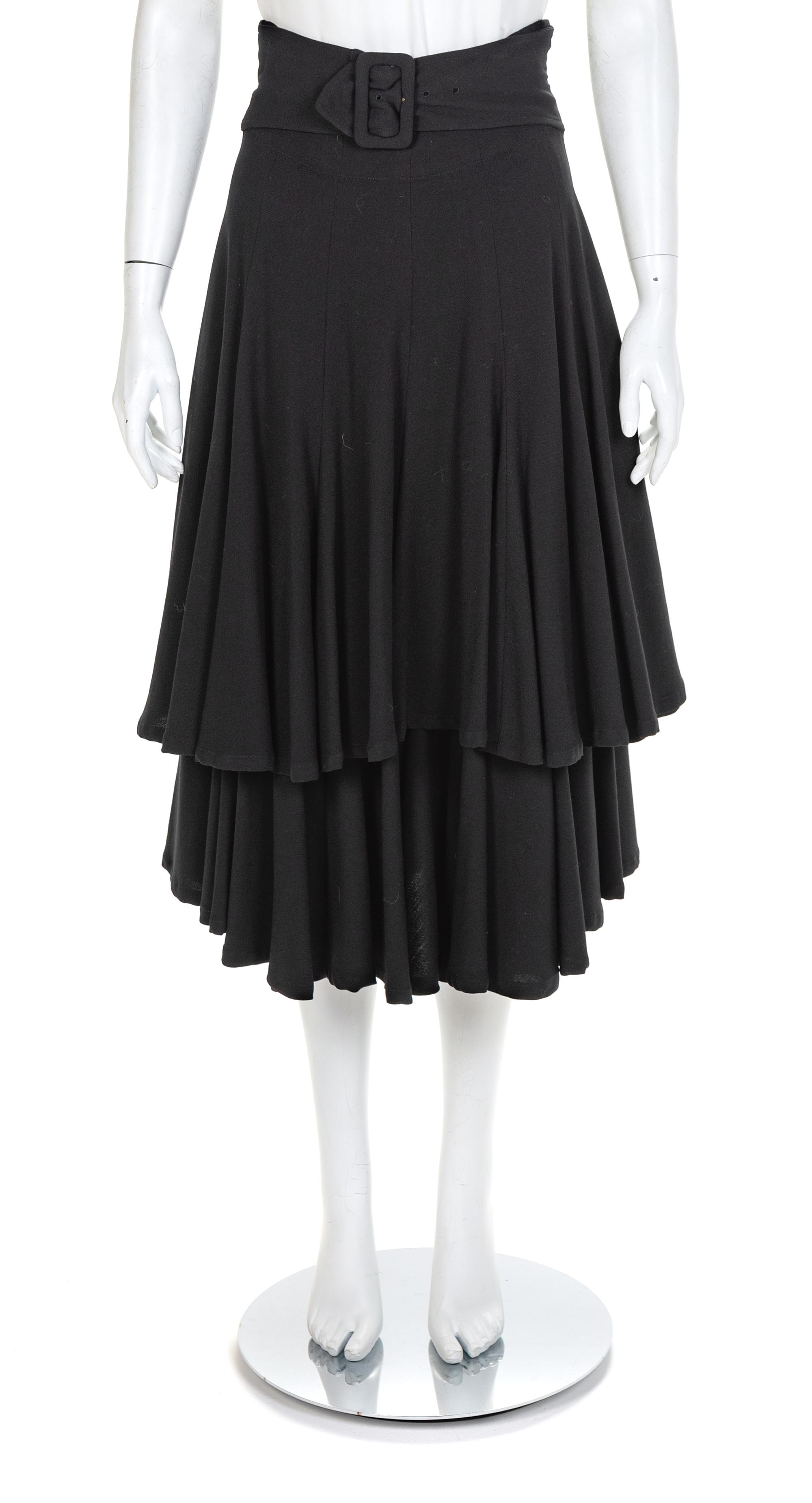 Matsuda Black Tiered Skirt, 1980s No size label