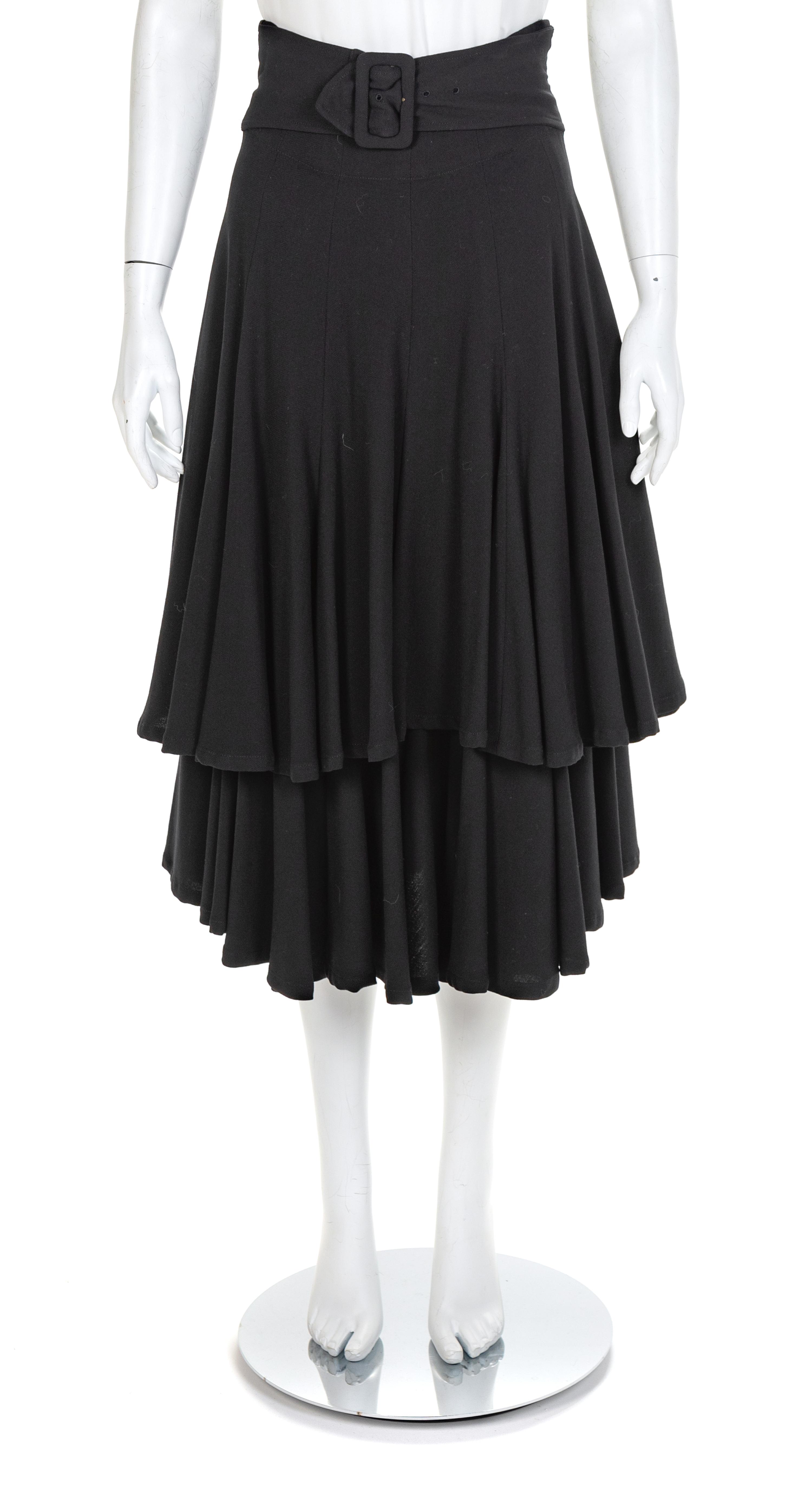 Matsuda Black Tiered Skirt, 1980s No size label