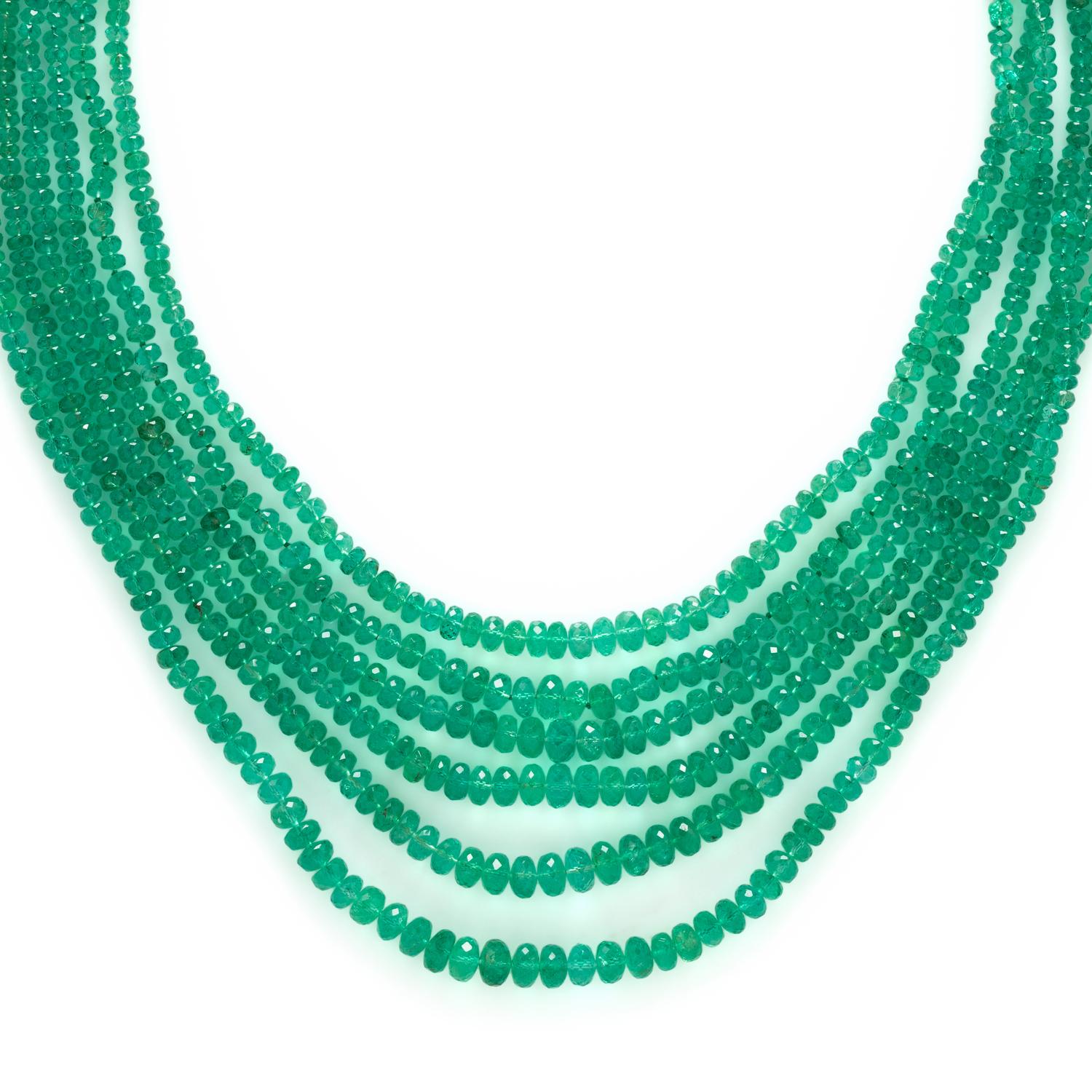 DAVID WEBB, EMERALD AND DIAMOND NECKLACE