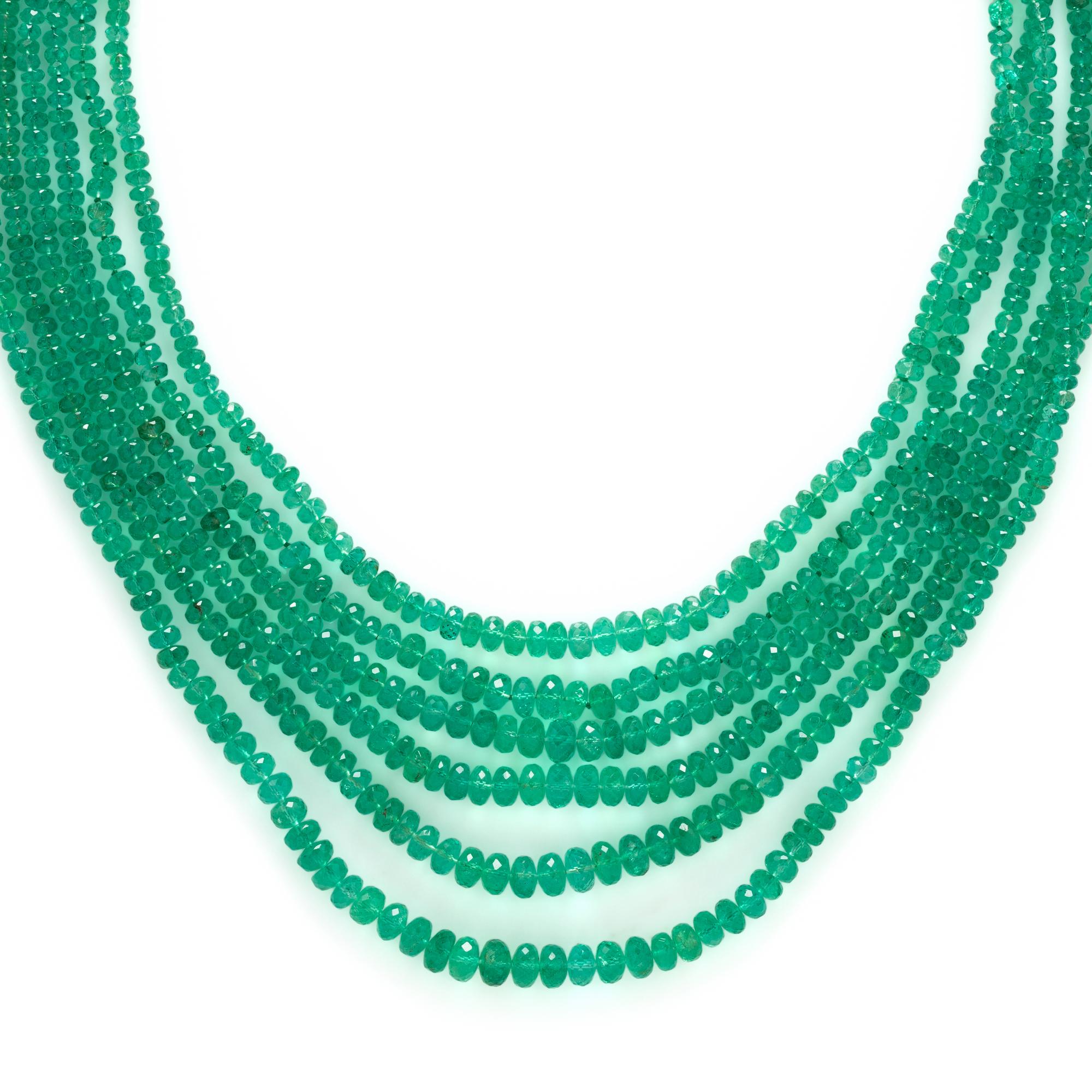 DAVID WEBB, EMERALD AND DIAMOND NECKLACE