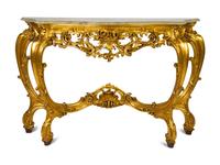 A Louis XV Style Giltwood Onyx-Top Console Table