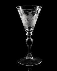 A Dutch Engraved Glass Wine Glass