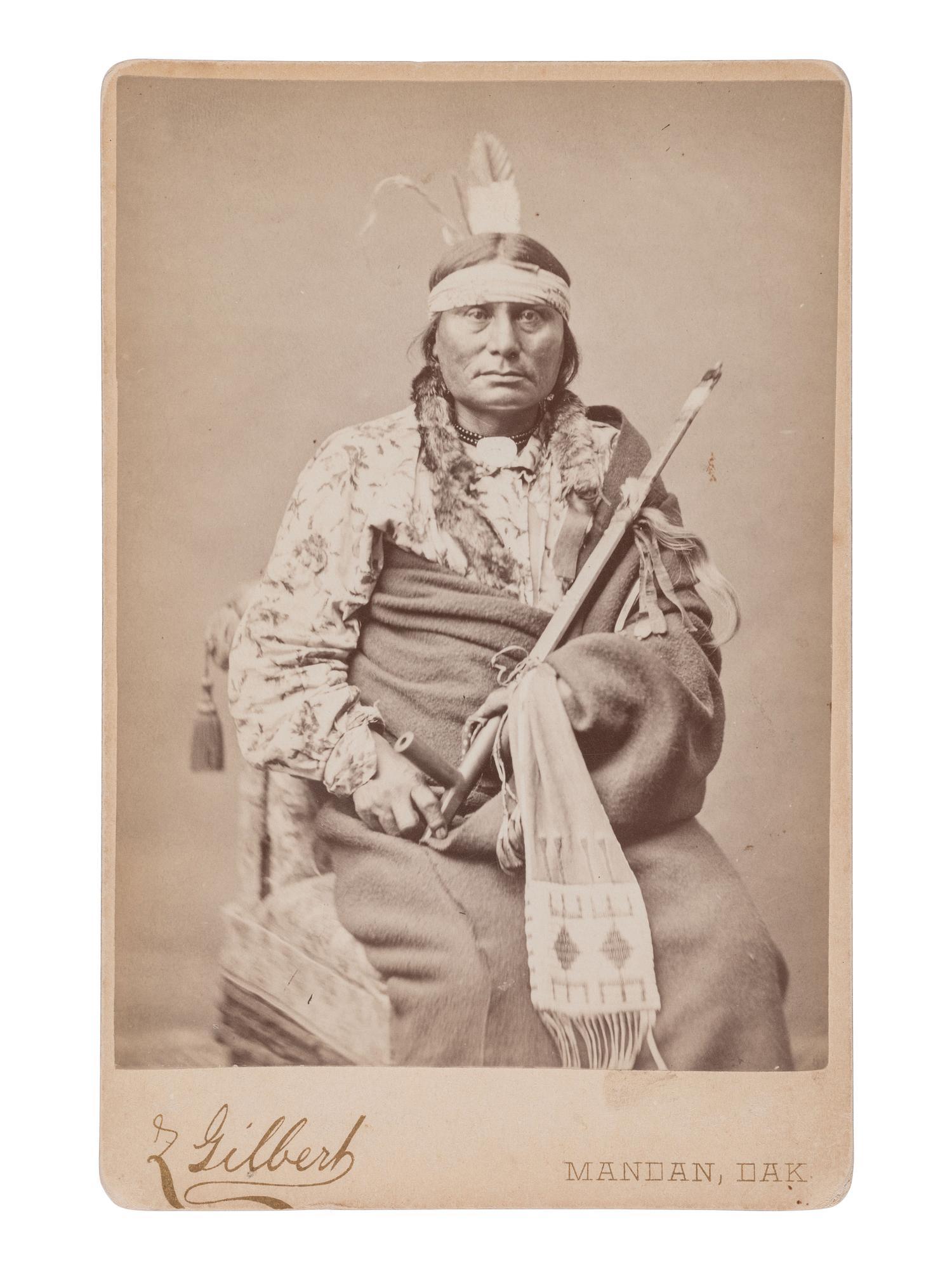 GILBERT, Zalmon (1841-1897), photographer. Cabinet card of Chief Gall. Mandan, Dakota, ca 1880s.