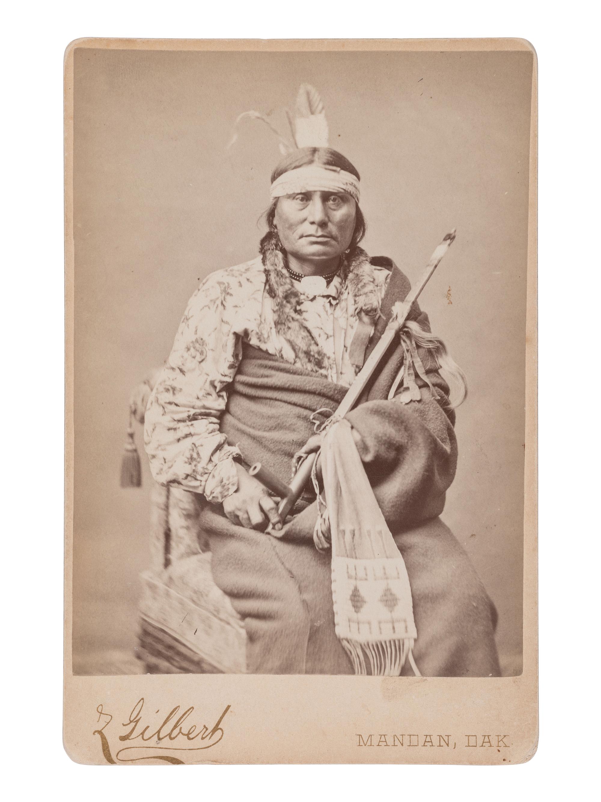 GILBERT, Zalmon (1841-1897), photographer. Cabinet card of Chief Gall. Mandan, Dakota, ca 1880s.
