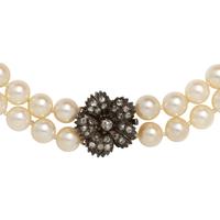 CULTURED PEARL AND DIAMOND NECKLACE
