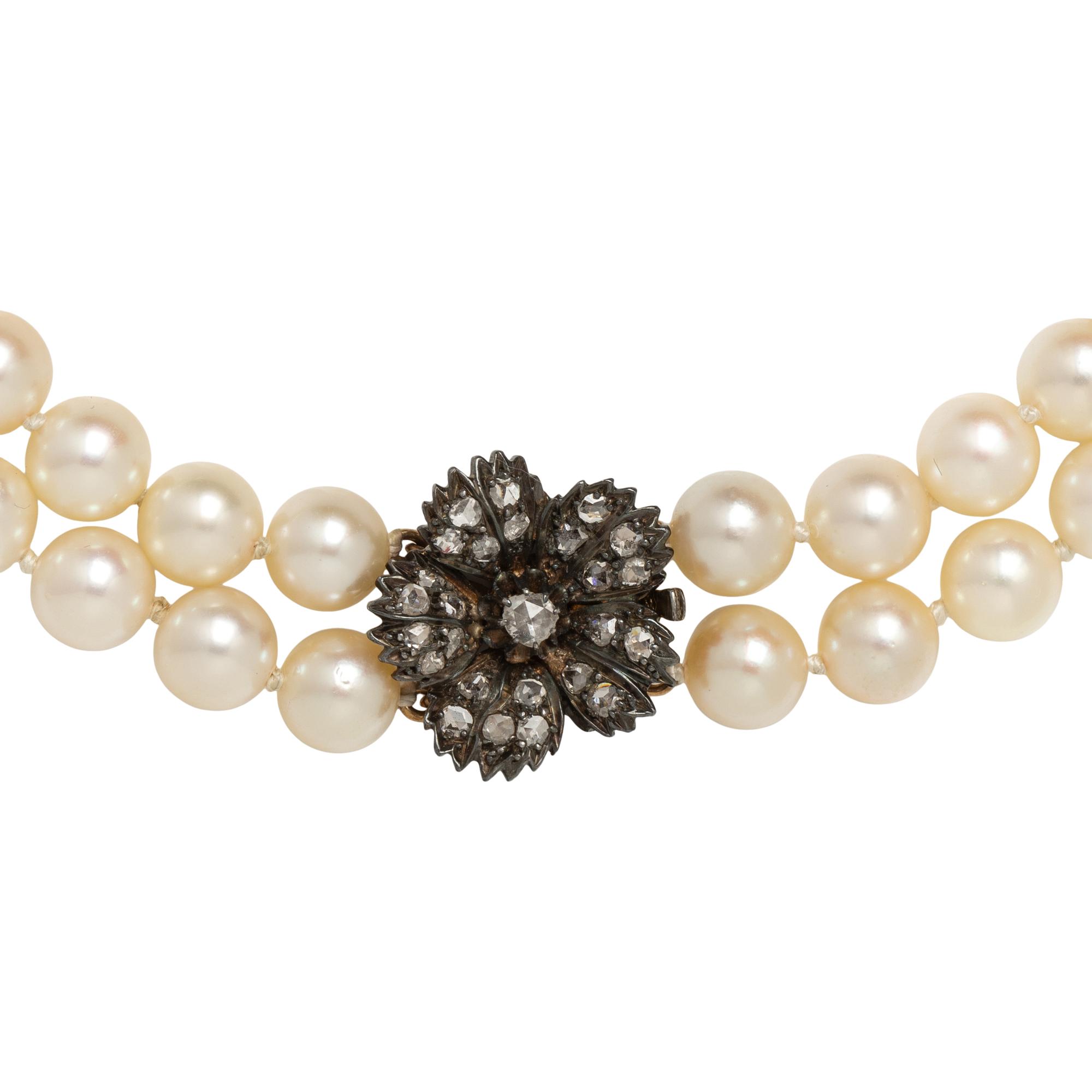 CULTURED PEARL AND DIAMOND NECKLACE