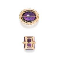 COLLECTION OF YELLOW GOLD AND AMETHYST JEWELRY