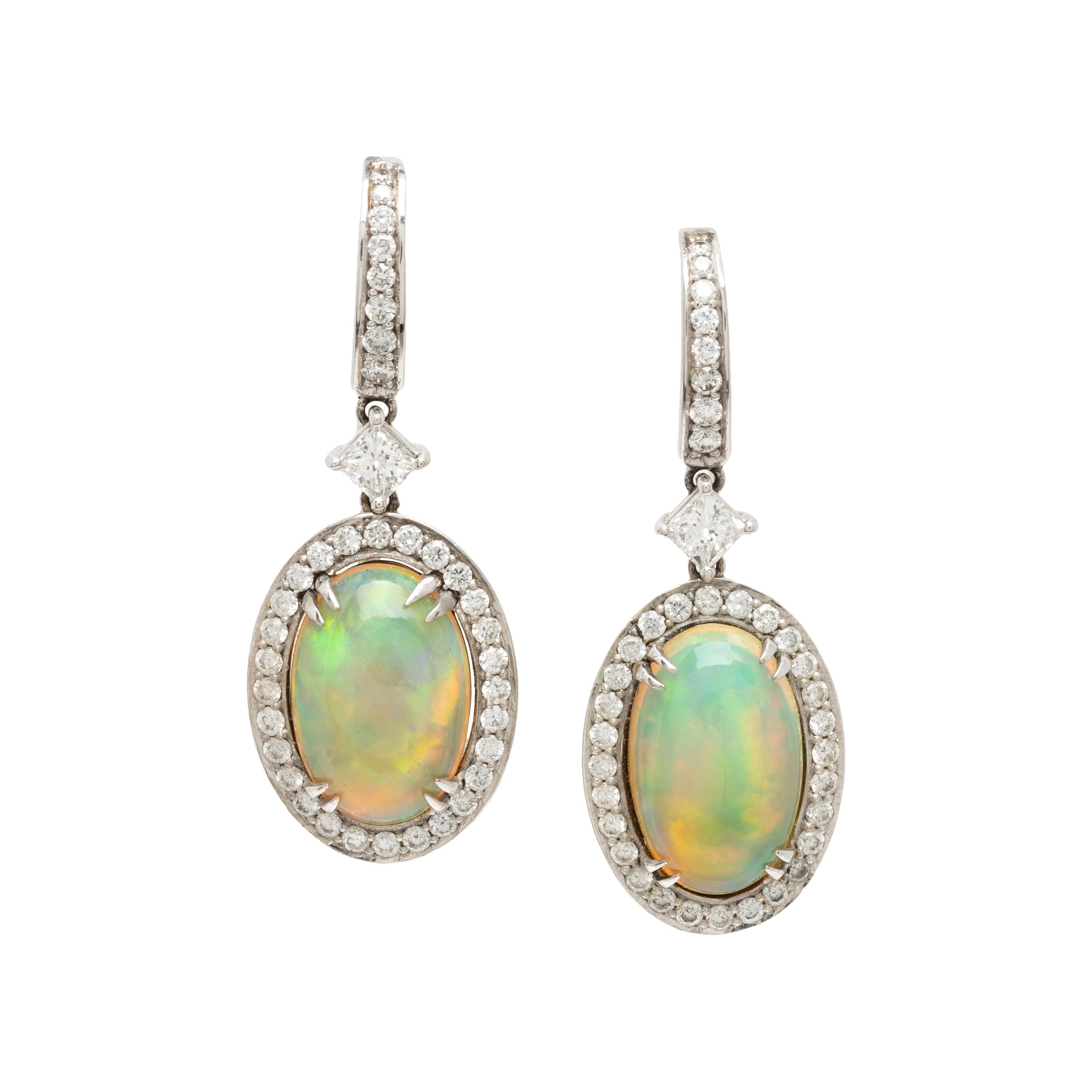 OPAL AND DIAMOND EARRINGS
