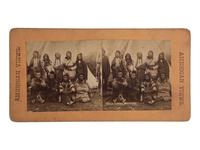 [NATIVE AMERICANS]. Stereoview of Crow Warriors.