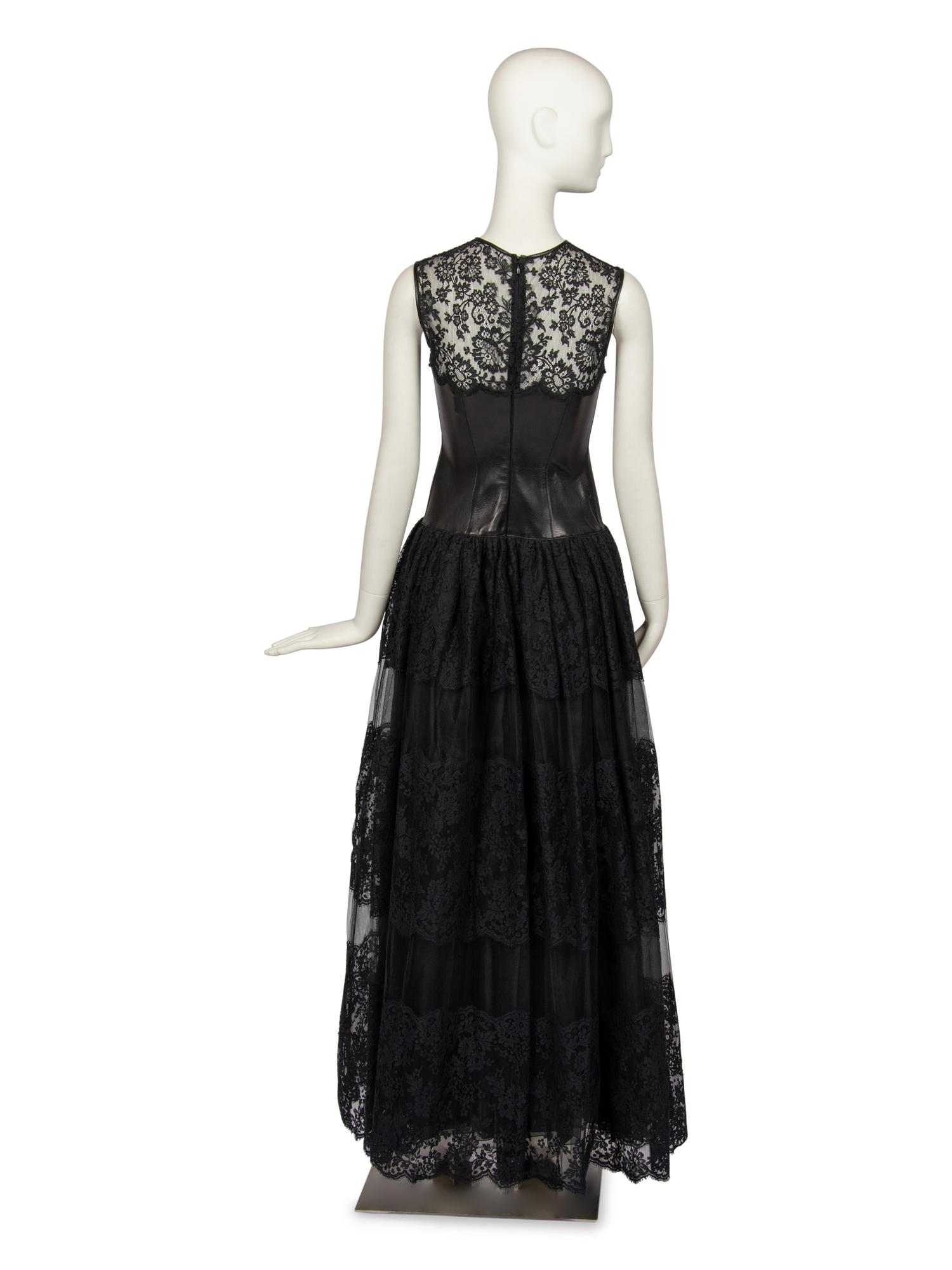 Valentino Gown in Black Leather and Lace, 2012