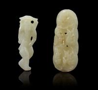 Two Celadon Jade Toggles Length of longer 2 1/2 inches.