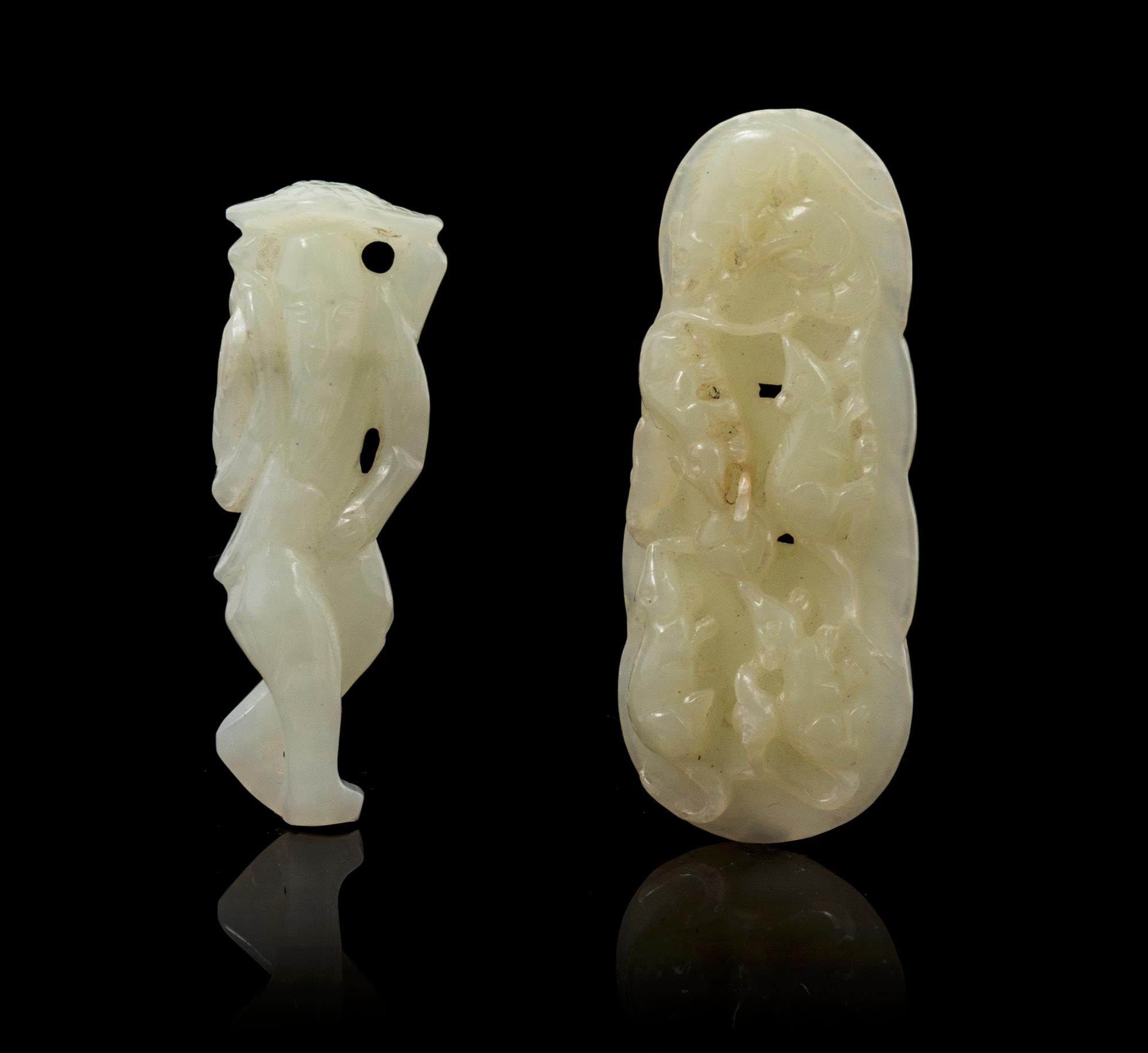 Two Celadon Jade Toggles Length of longer 2 1/2 inches.
