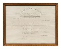 LINCOLN, Abraham (1809-1865). Engraved document signed ("Abraham Lincoln"), as President, countersigned by Secretary of the Interior John Palmer Usher, 16 March 1865.