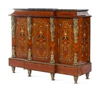 A Napoleon III Style Gilt Metal Mounted Painted Marble-Top Cabinet