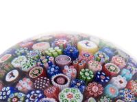 A Four-Color Ribbon and Latticino Twist Crown Glass Paperweight