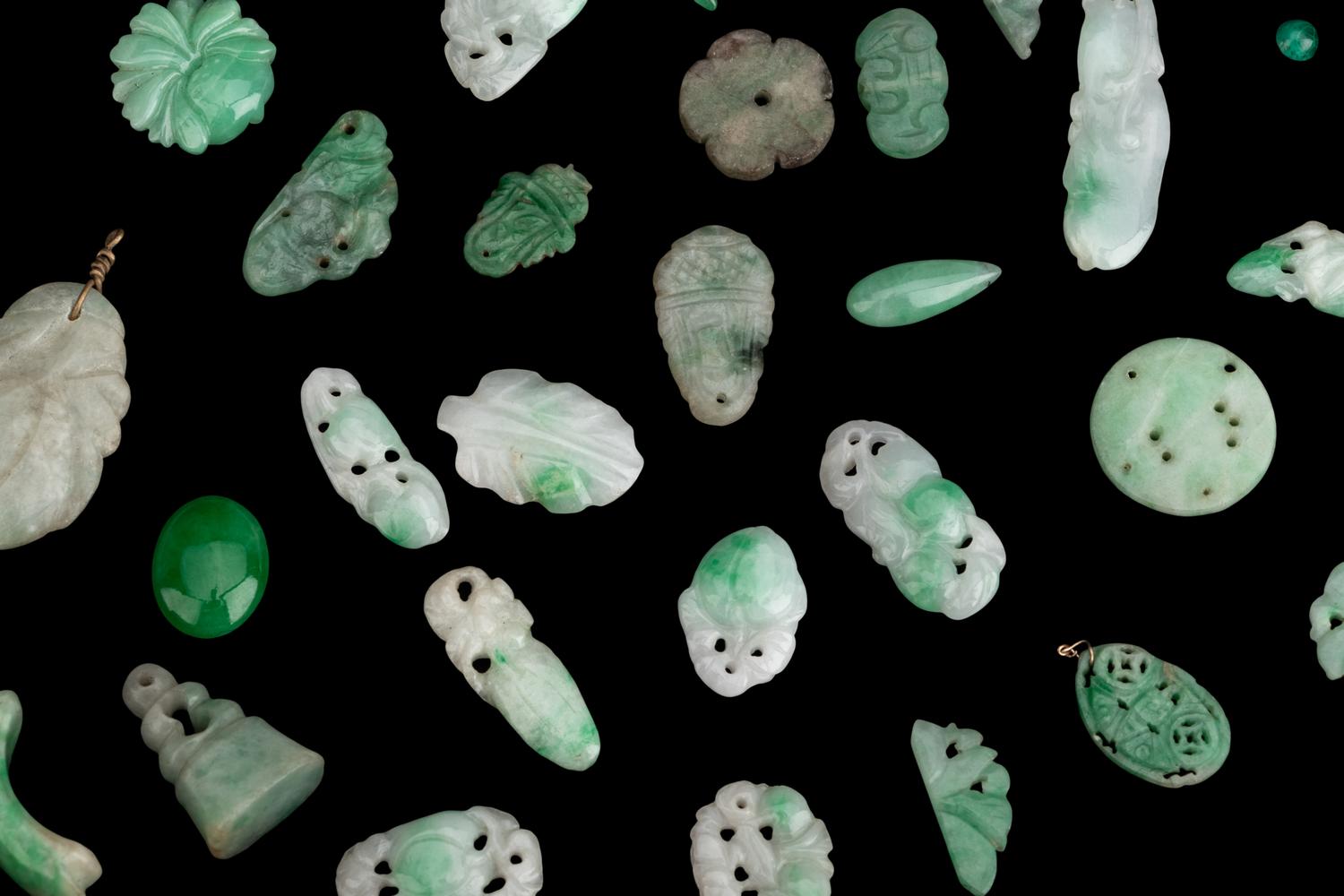 A Group of Chinese Jadeite Jewelry Pieces