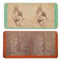 [NATIVE AMERICANS]. A group of 2 stereoviews of Snake and Yuma Indians by SAVAGE and WATKINS.