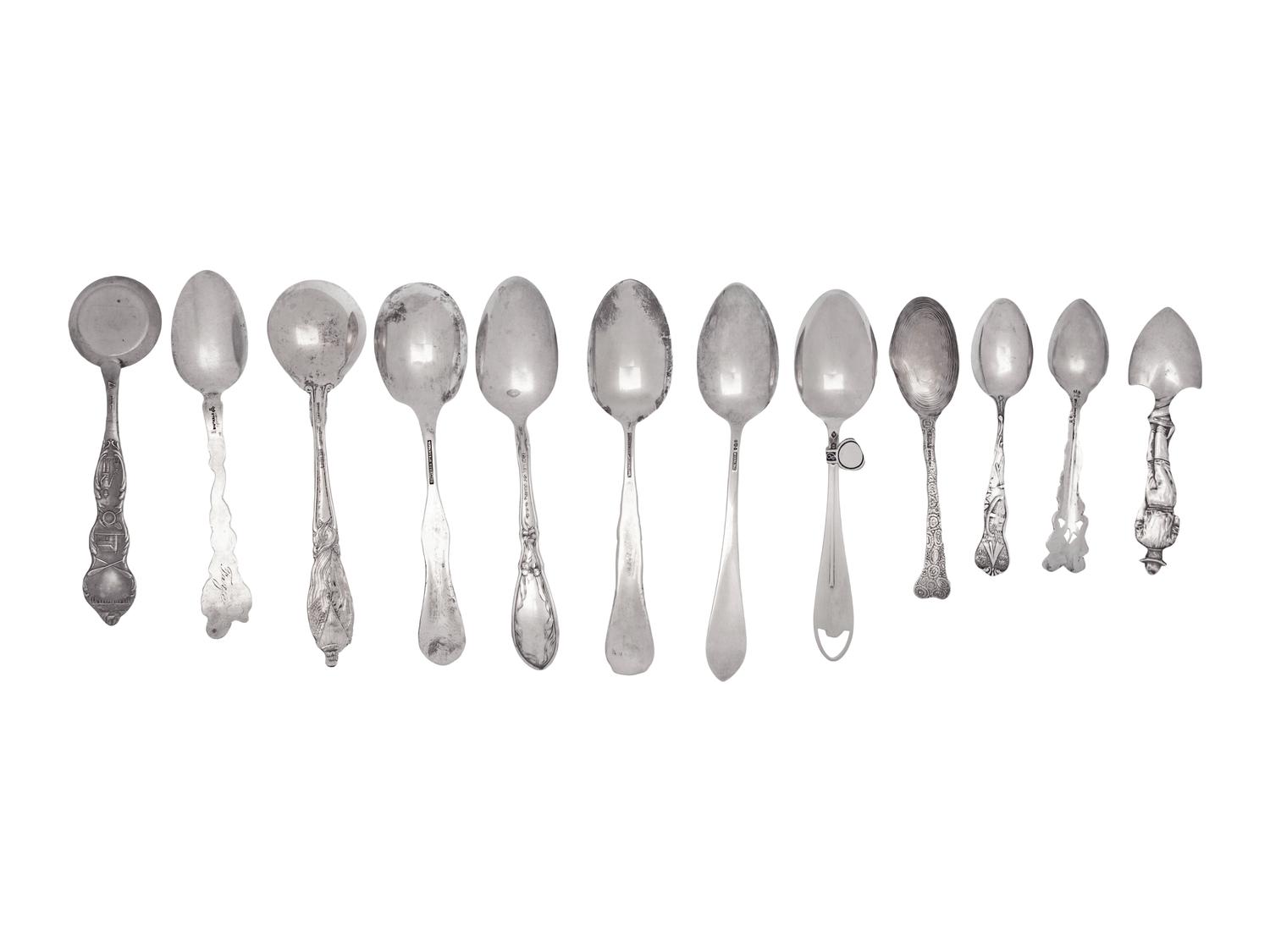 Eleven American Silver Souvenir Spoons