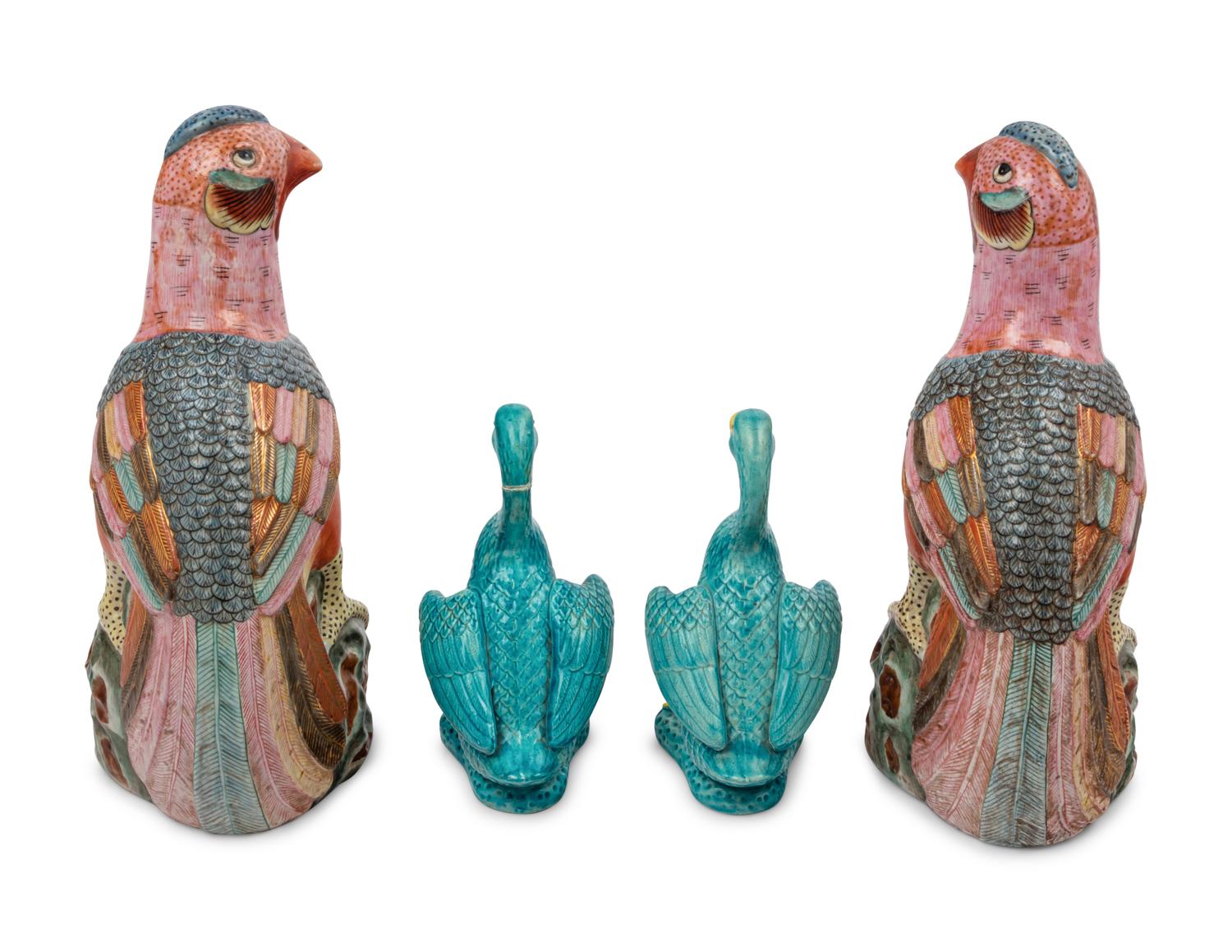 Two Pairs of Chinese Porcelain Figures of Birds