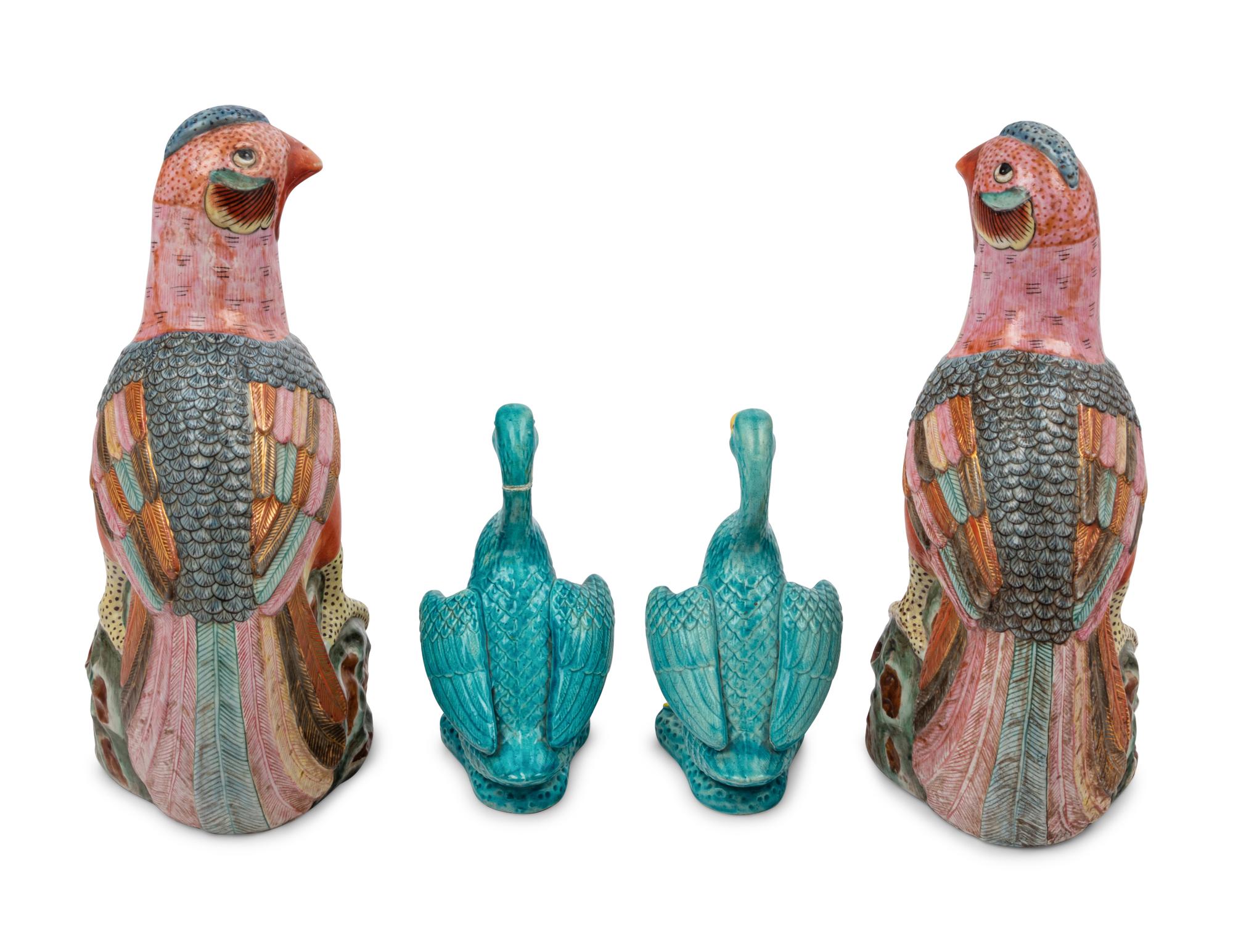 Two Pairs of Chinese Porcelain Figures of Birds