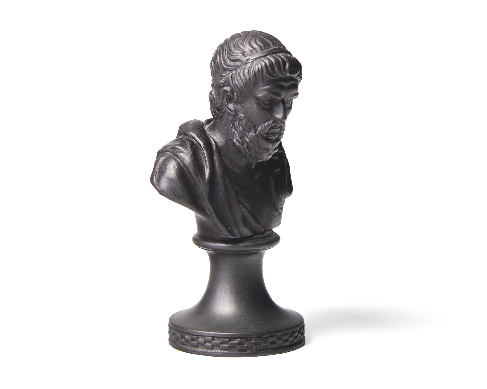 A Miniature Wedgwood and Bentley Black Basalt Bust of Pindar