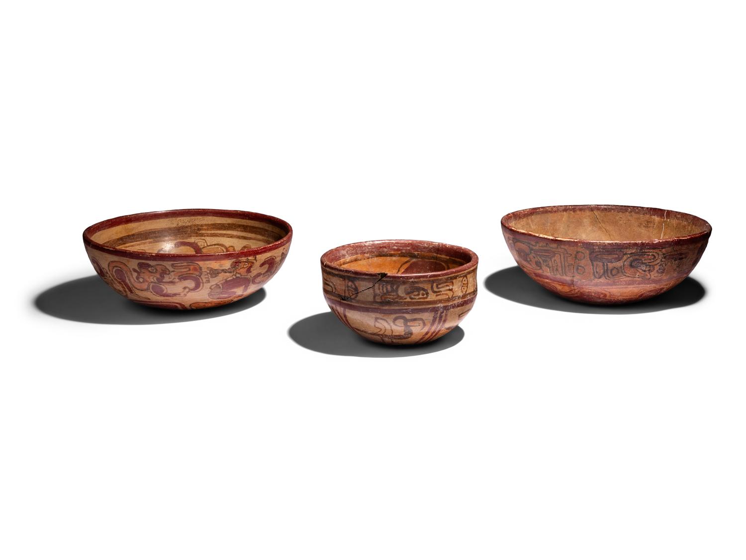 Three Maya Polychrome Bowls