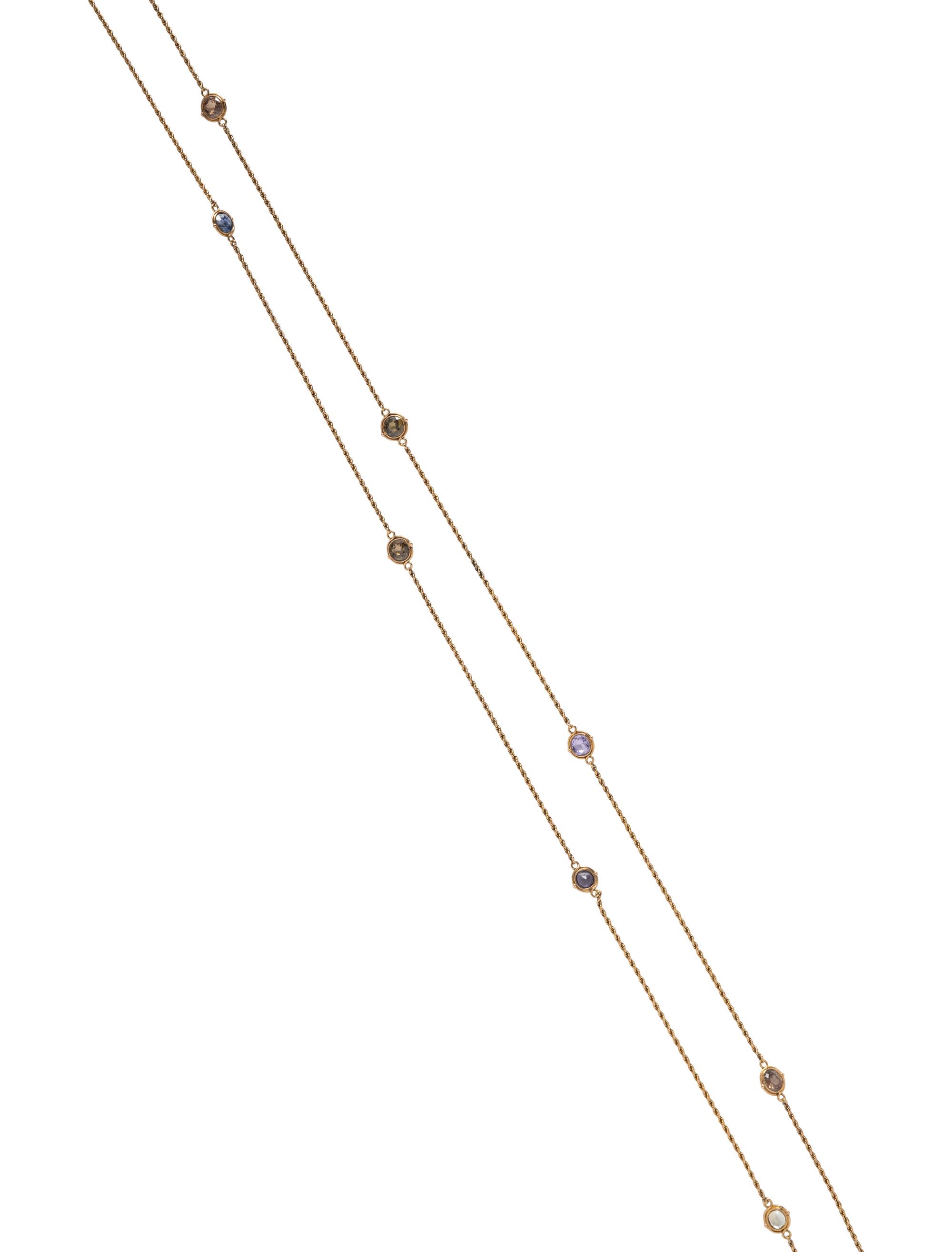 YELLOW GOLD AND MULTIGEM STATION NECKLACE