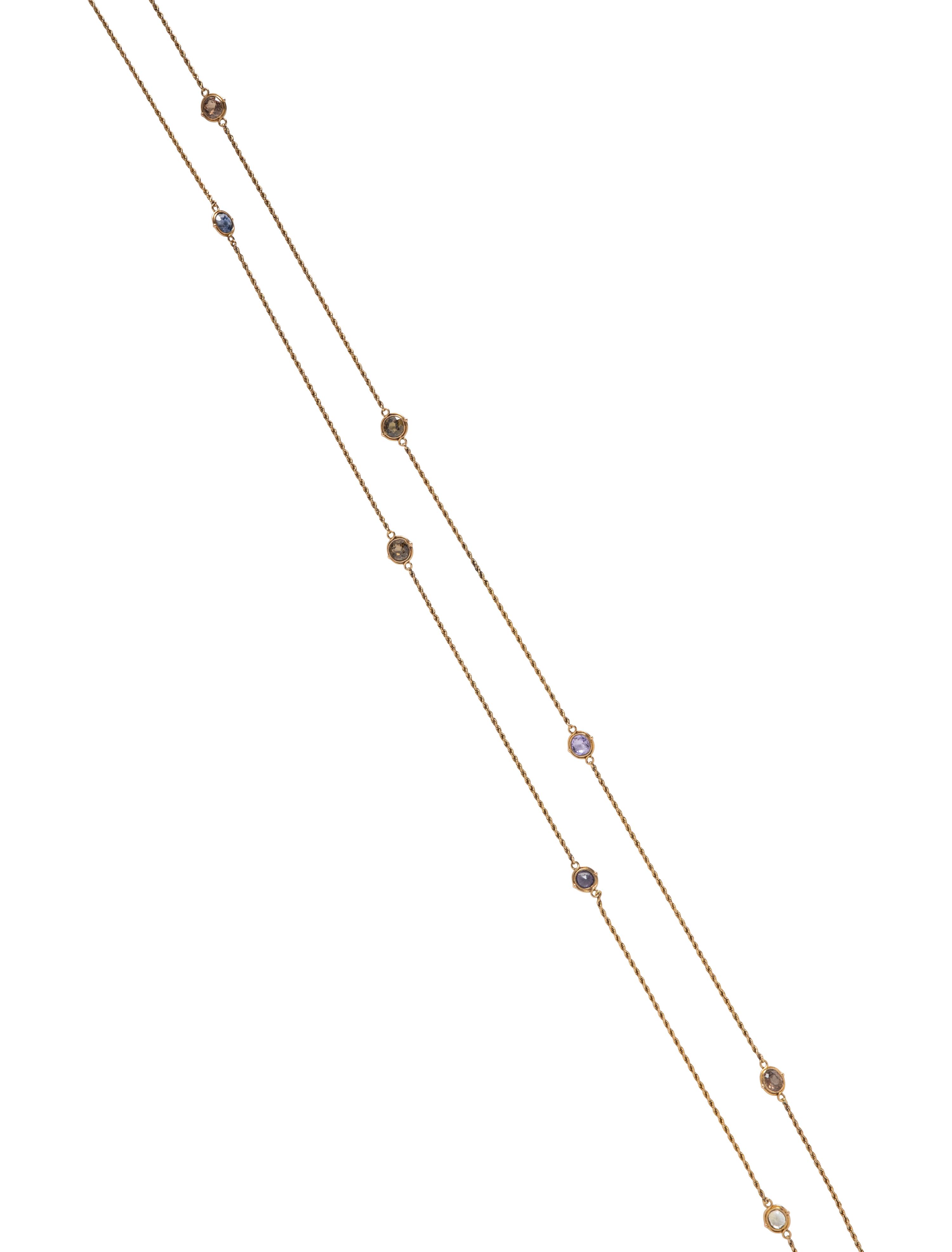 YELLOW GOLD AND MULTIGEM STATION NECKLACE