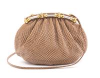 A Judith Leiber Light Brown Skin Clutch, 9" x 6" x 2".