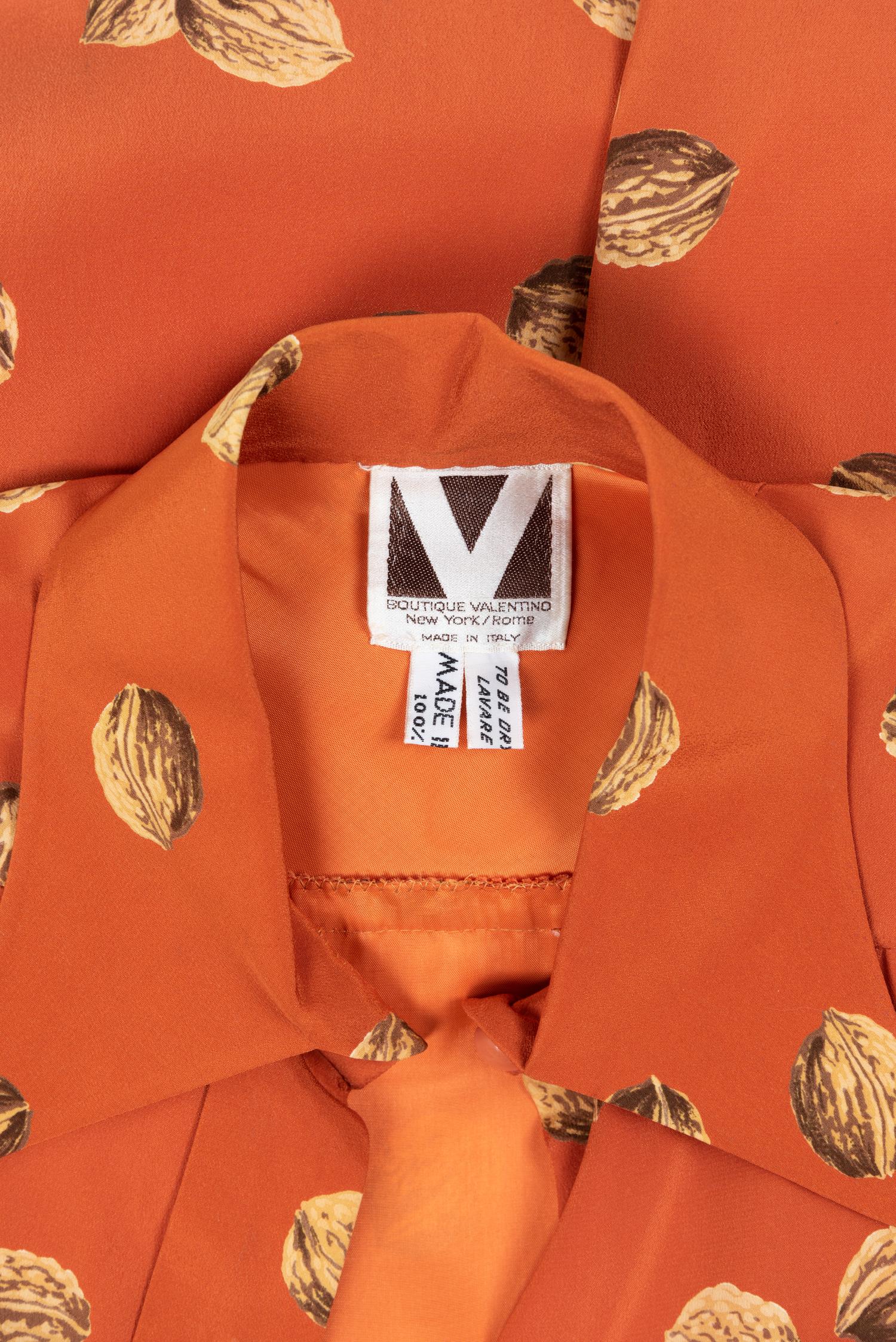 Two Boutique Valentino Outfits, Including a Walnut Dress Ensemble and Black Pant Suit, 1970s