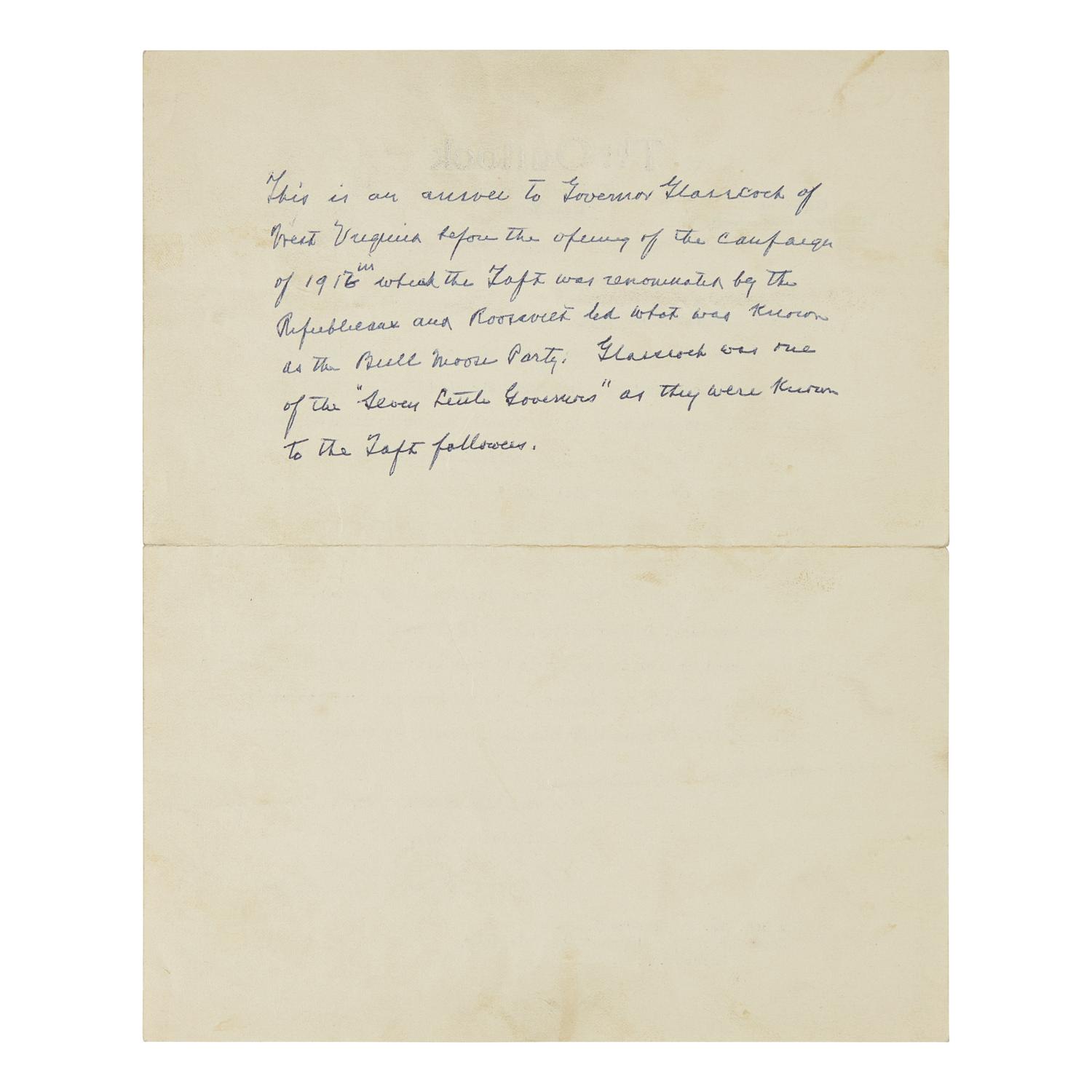 [Presidential] Roosevelt, Theodore. Typed Letter, signed
