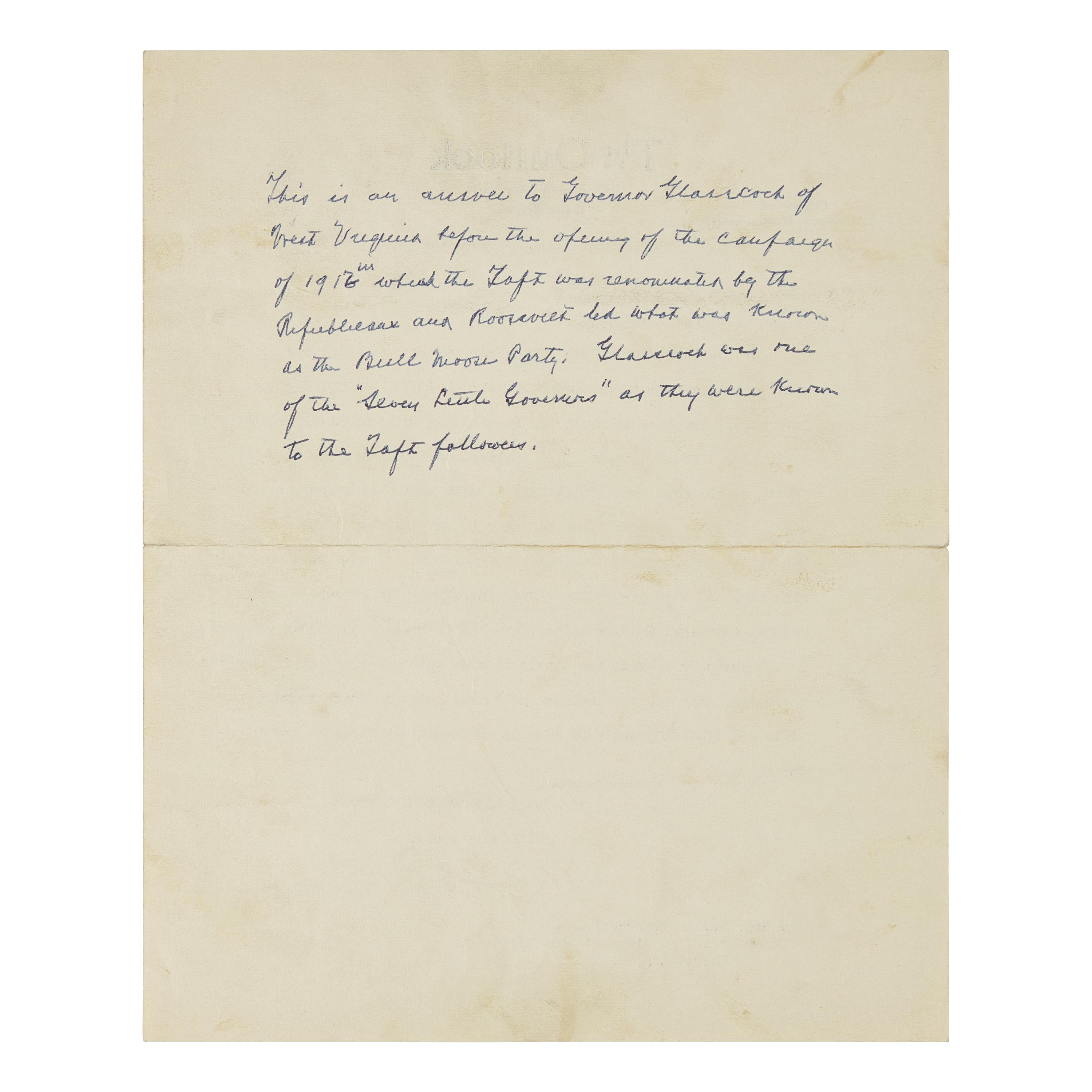 [Presidential] Roosevelt, Theodore. Typed Letter, signed